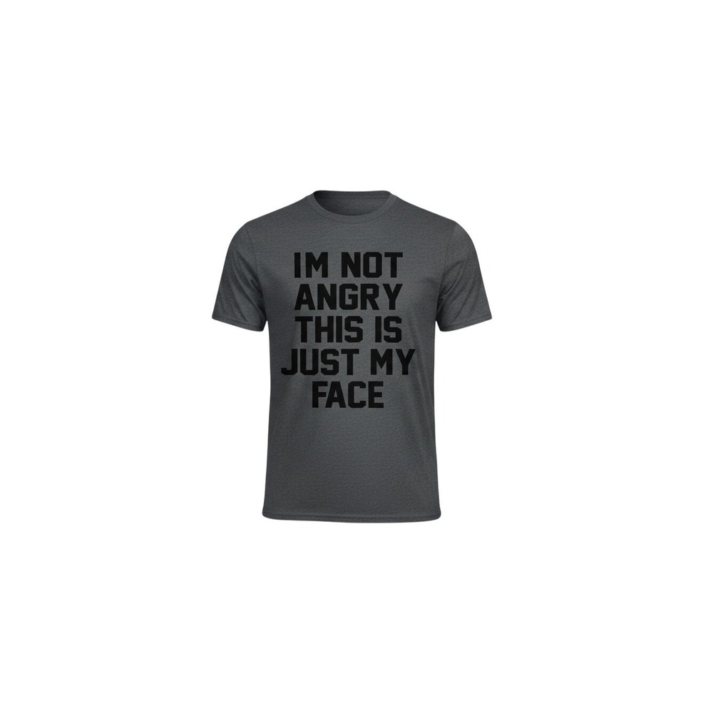 Unbranded Graphic T-Shirt Adult Small Charcoal Grey Im Not Angry Sarcastic Tee